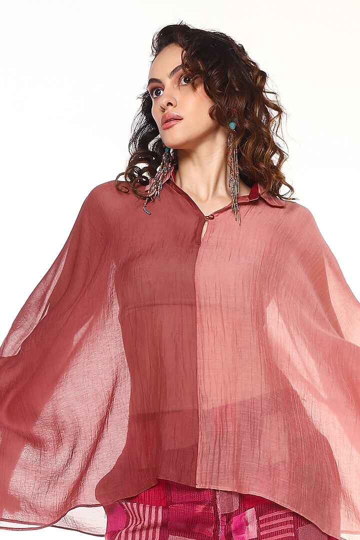 Powder Pink Chanderi Silk & Habutai Silk Patchwork Co-Ord Set by Capisvirleo at Pernia's Pop Up Shop