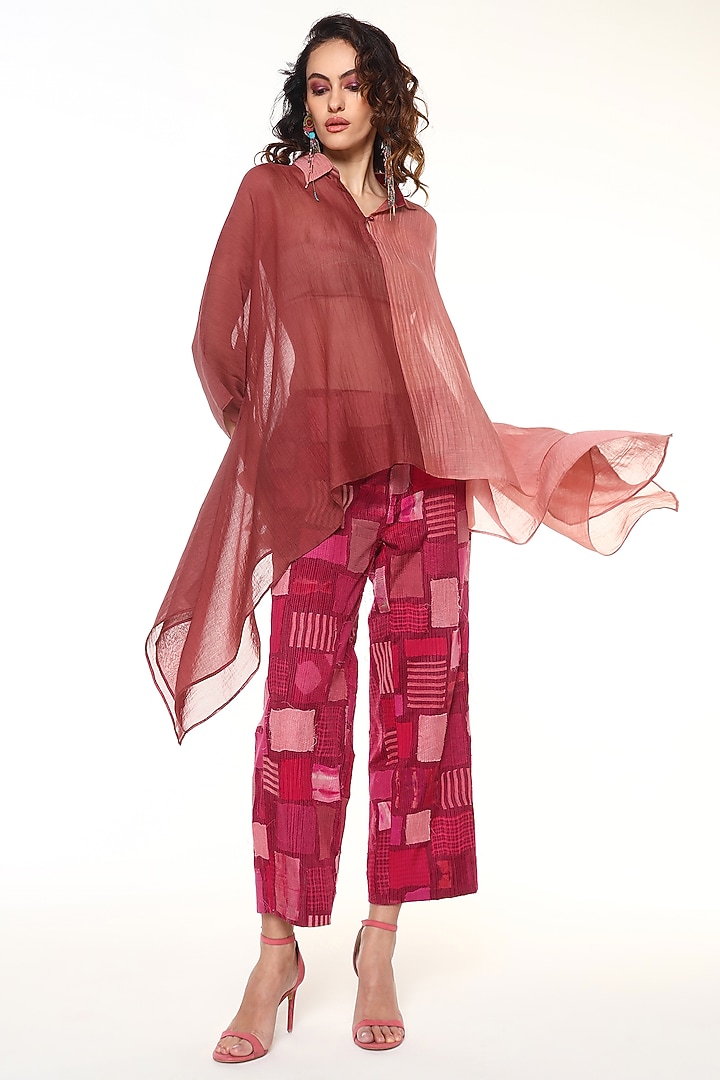 Powder Pink Chanderi Silk Shirt by Capisvirleo at Pernia's Pop Up Shop