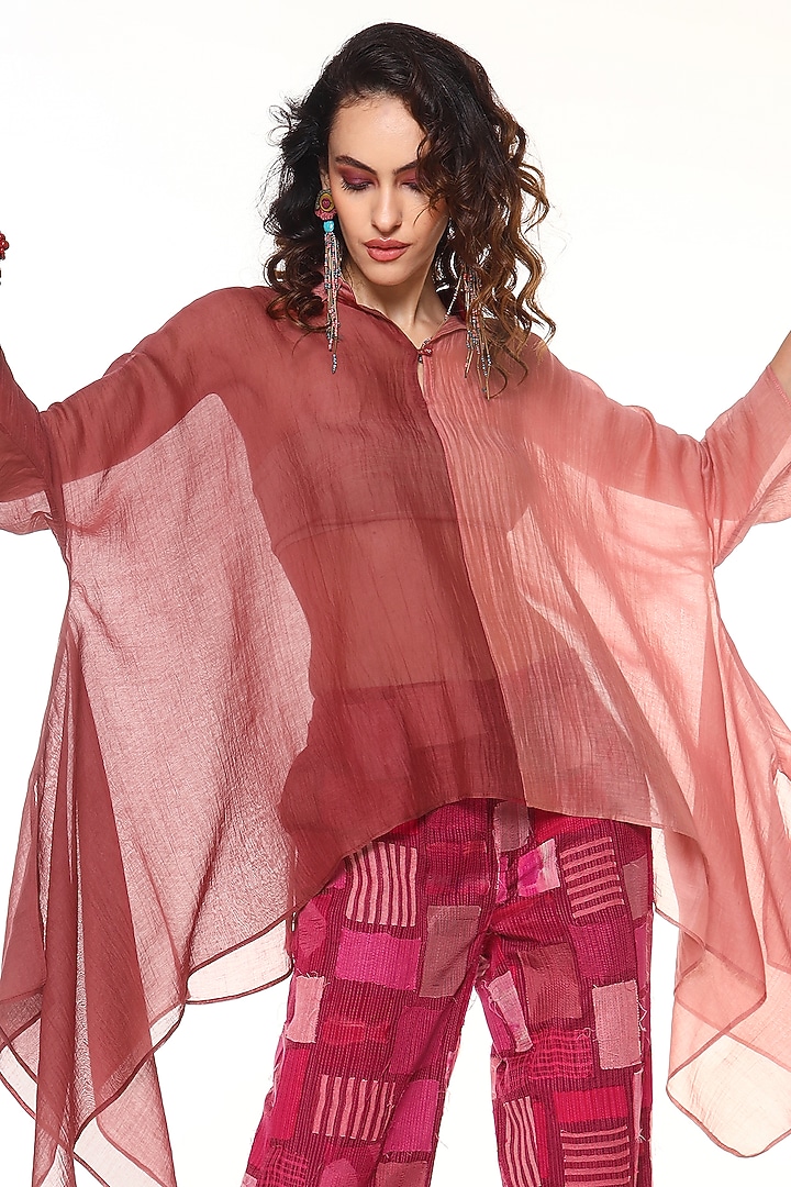 Powder Pink Chanderi Silk Shirt by Capisvirleo at Pernia's Pop Up Shop