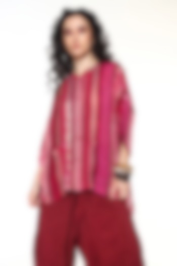 Ruby Pink Habutai Silk Shirt by Capisvirleo at Pernia's Pop Up Shop