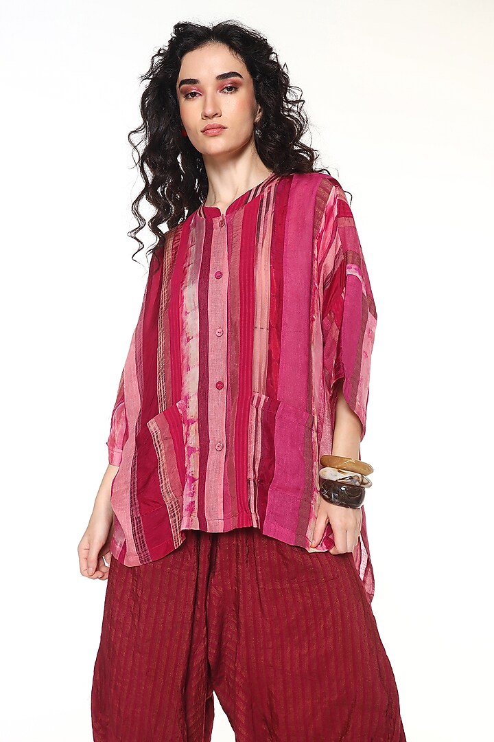 Ruby Pink Habutai Silk Shirt by Capisvirleo at Pernia's Pop Up Shop