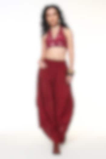 Raspberry Pink Jute Linen Pants by Capisvirleo at Pernia's Pop Up Shop