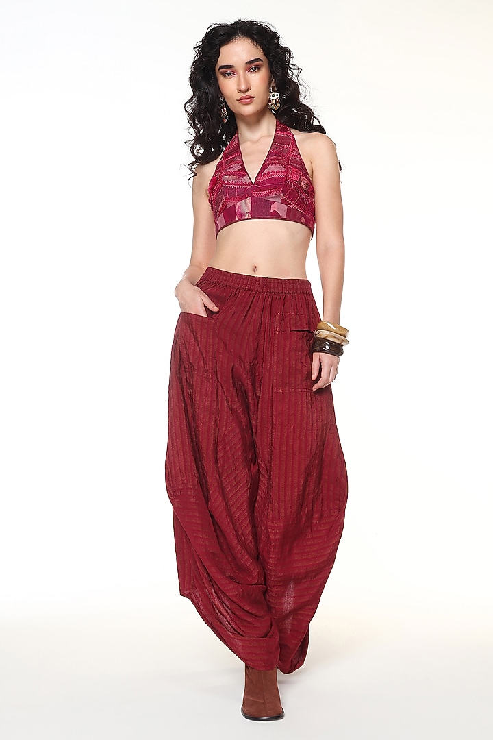 Raspberry Pink Jute Linen Pants by Capisvirleo at Pernia's Pop Up Shop