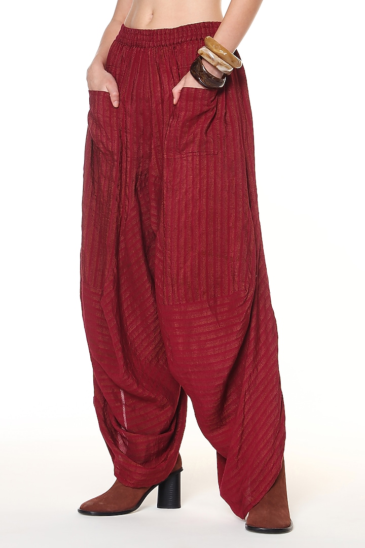 Raspberry Pink Jute Linen Pants by Capisvirleo at Pernia's Pop Up Shop