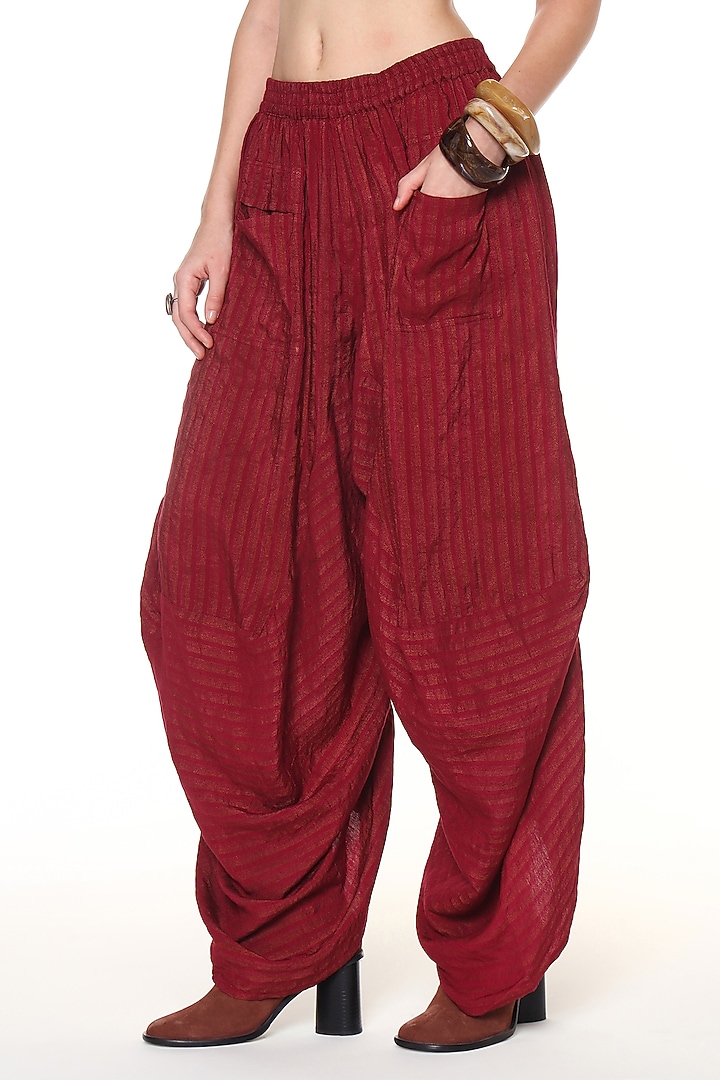 Raspberry Pink Jute Linen Pants by Capisvirleo at Pernia's Pop Up Shop