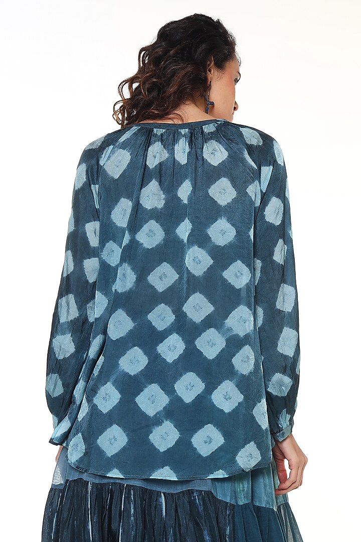 Ocean Blue Habutai Silk Tie-Dye Shirt by Capisvirleo at Pernia's Pop Up Shop
