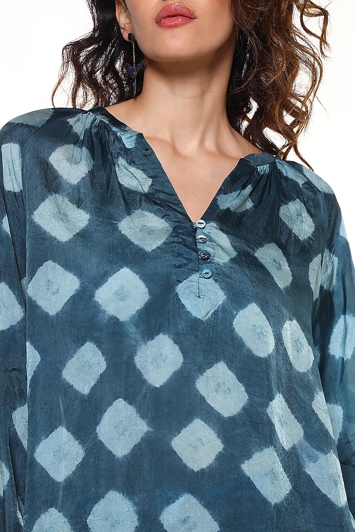 Ocean Blue Habutai Silk Tie-Dye Shirt by Capisvirleo at Pernia's Pop Up Shop