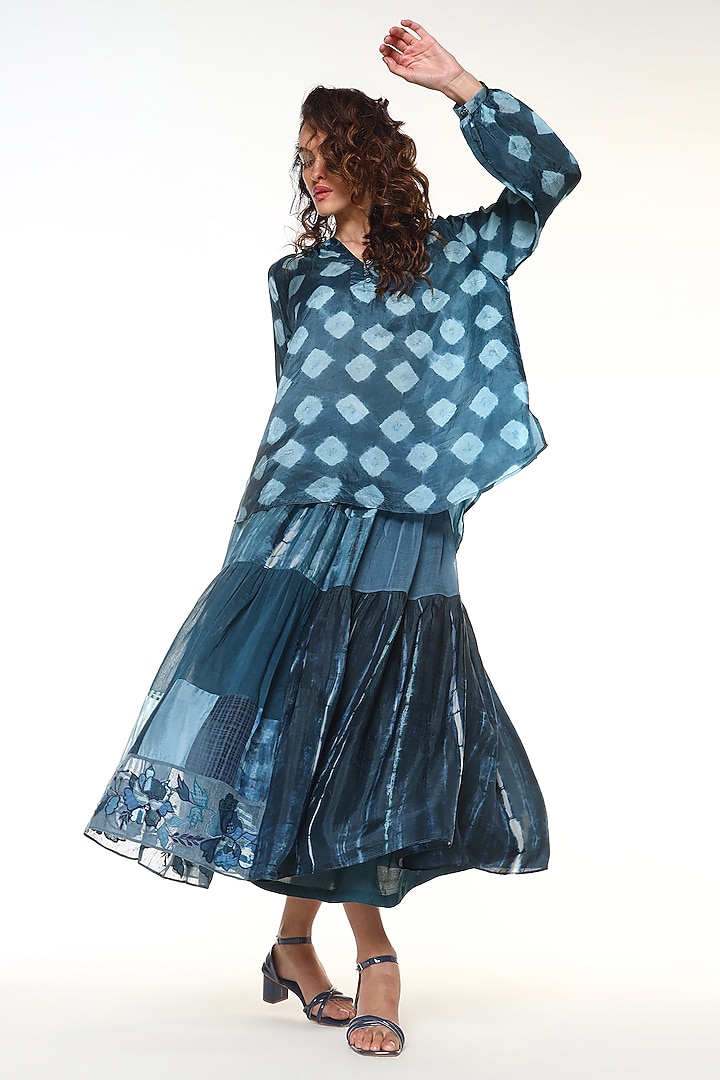 Ocean Blue Habutai Silk Tie-Dye Shirt by Capisvirleo at Pernia's Pop Up Shop