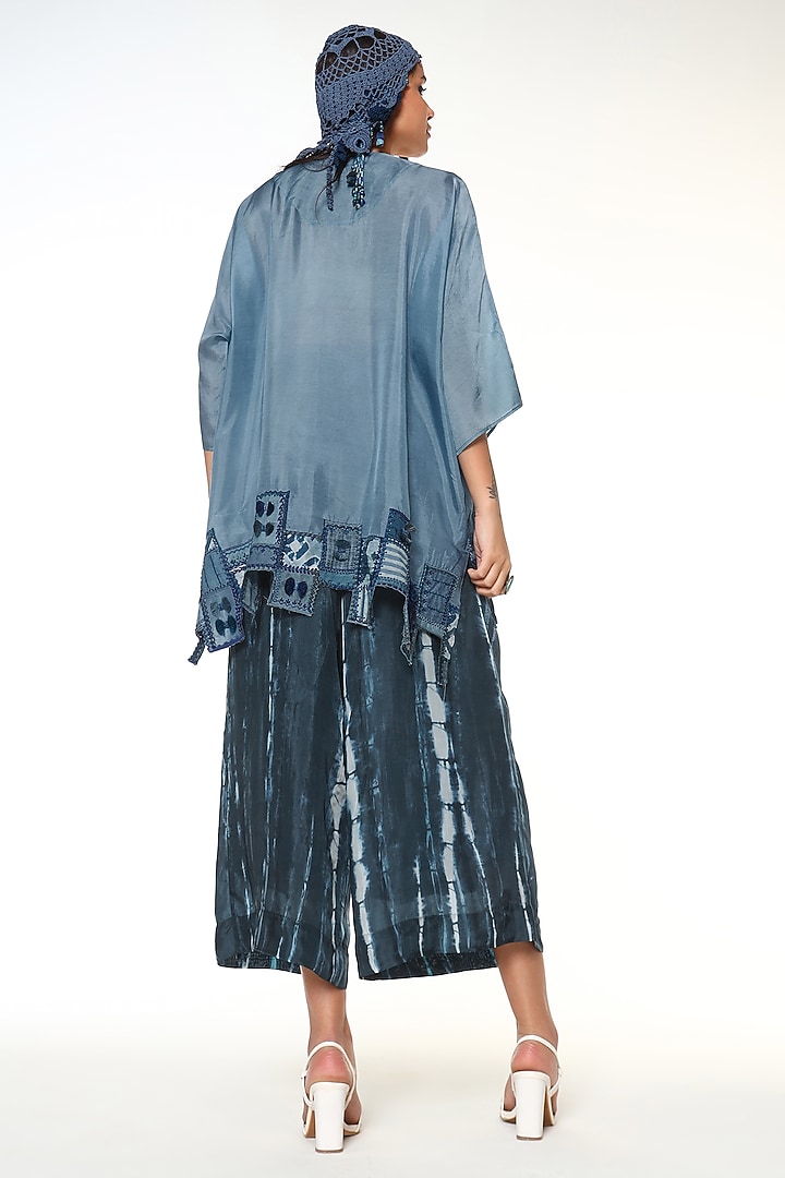 Dusty Blue Habutai Silk Patchwork Shirt by Capisvirleo at Pernia's Pop Up Shop