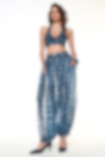 Ocean Blue Habutai Silk Tie-Dye Balloon Pants by Capisvirleo at Pernia's Pop Up Shop