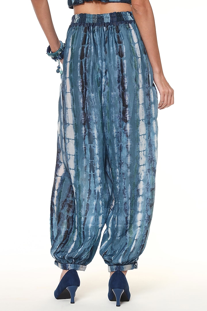 Ocean Blue Habutai Silk Tie-Dye Balloon Pants by Capisvirleo at Pernia's Pop Up Shop