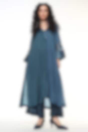 Ocean Blue Habutai Silk Tunic by Capisvirleo at Pernia's Pop Up Shop