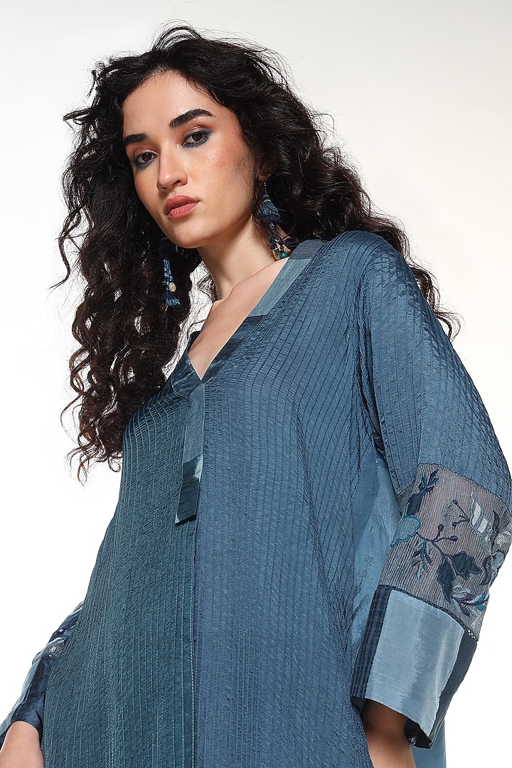 Ocean Blue Habutai Silk Tunic by Capisvirleo at Pernia's Pop Up Shop