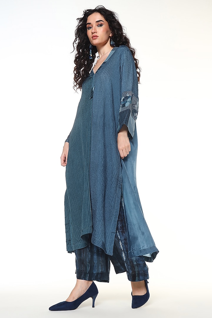 Ocean Blue Habutai Silk Tunic by Capisvirleo at Pernia's Pop Up Shop