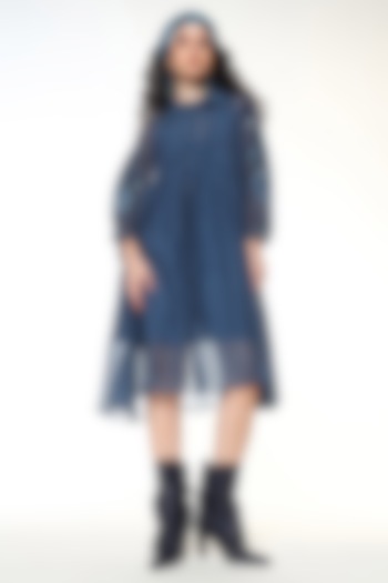 Ocean Blue Chanderi Silk & Jute Vacation Dress by Capisvirleo at Pernia's Pop Up Shop