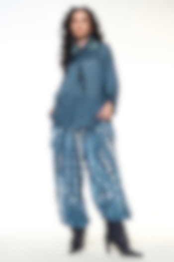 Dusty Blue & Ocean blue Habutai Silk Co-Ord Set by Capisvirleo at Pernia's Pop Up Shop