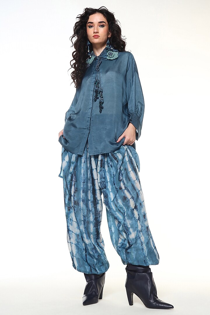 Dusty Blue & Ocean blue Habutai Silk Co-Ord Set by Capisvirleo at Pernia's Pop Up Shop