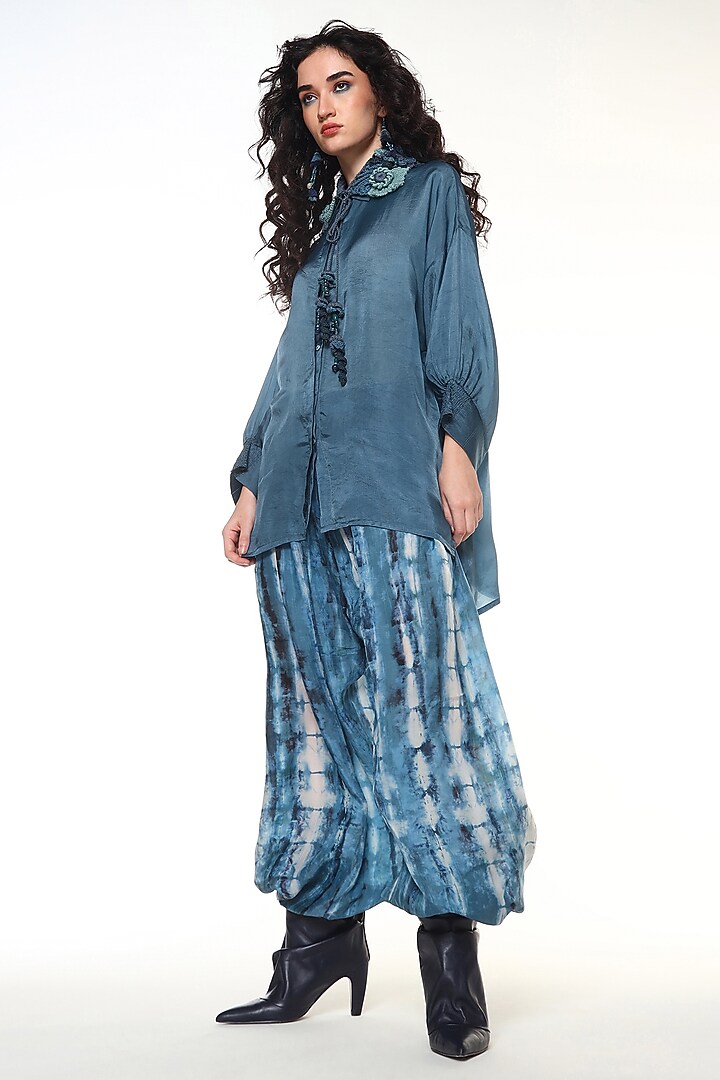 Dusty Blue & Ocean blue Habutai Silk Co-Ord Set by Capisvirleo at Pernia's Pop Up Shop