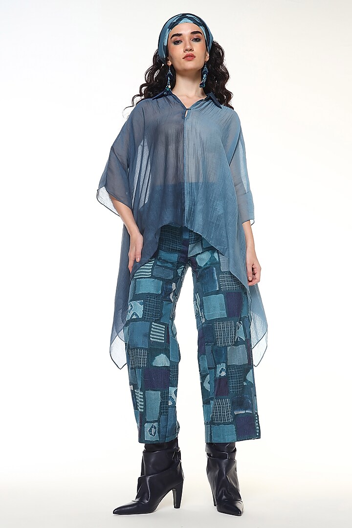 Dusty Blue & Topaz Blue Habutai Silk Co-Ord Set by Capisvirleo at Pernia's Pop Up Shop