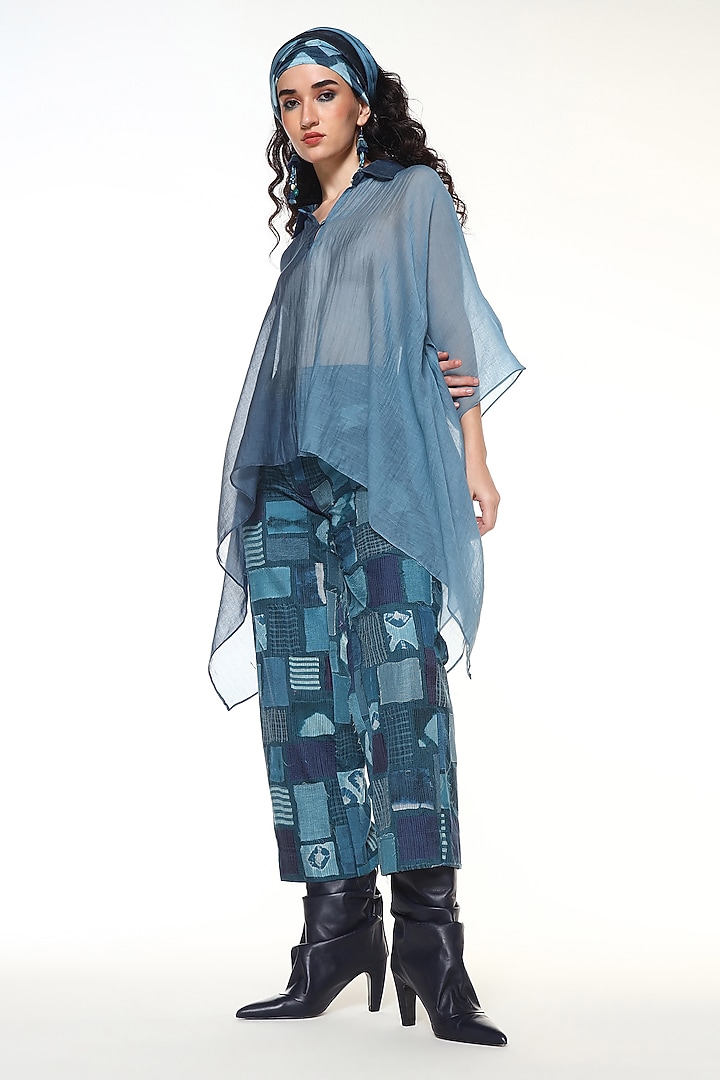 Dusty Blue & Topaz Blue Habutai Silk Co-Ord Set by Capisvirleo at Pernia's Pop Up Shop