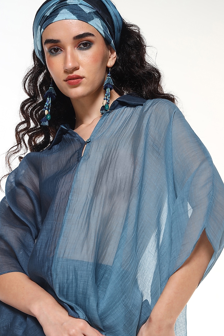 Dusty Blue & Topaz Blue Habutai Silk Co-Ord Set by Capisvirleo at Pernia's Pop Up Shop