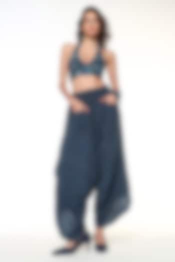 Midnight Blue Jute Linen Calypso Pants by Capisvirleo at Pernia's Pop Up Shop