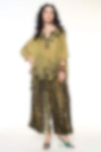 Powder & Moss Green Habutai Silk Co-Ord Set by Capisvirleo at Pernia's Pop Up Shop