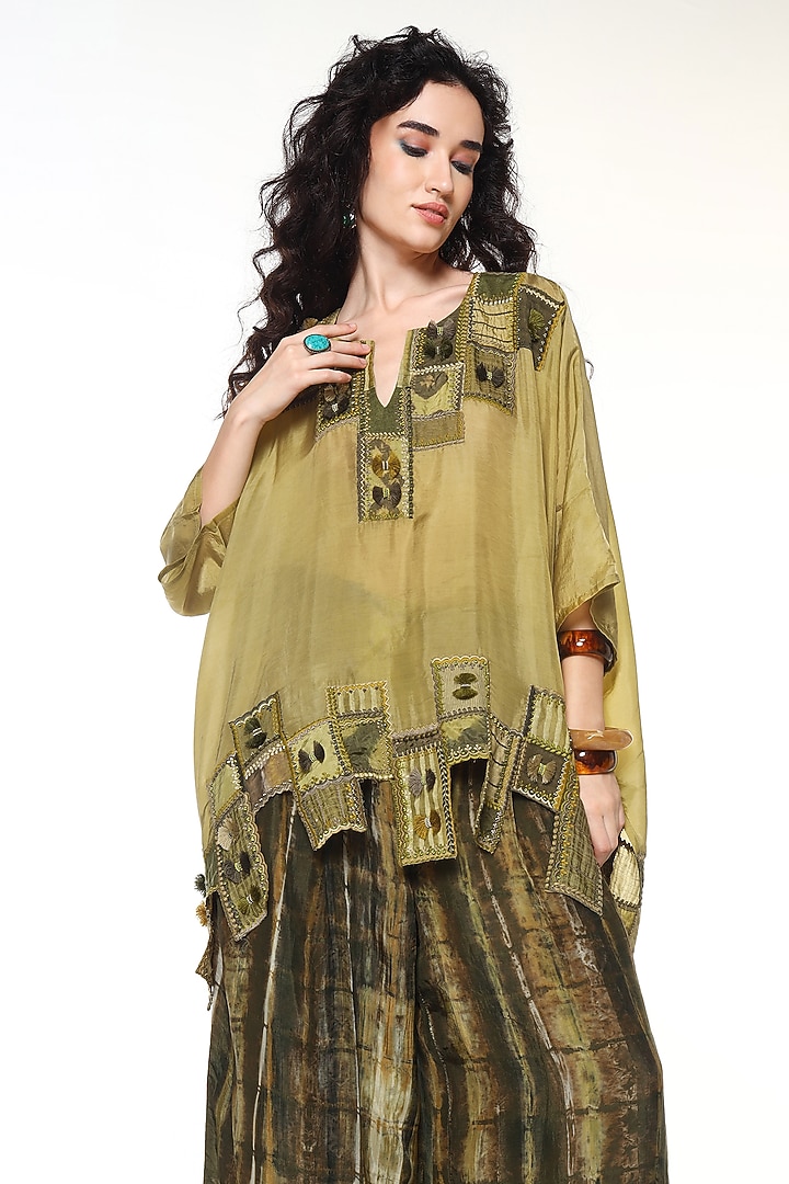 Powder & Moss Green Habutai Silk Co-Ord Set by Capisvirleo at Pernia's Pop Up Shop