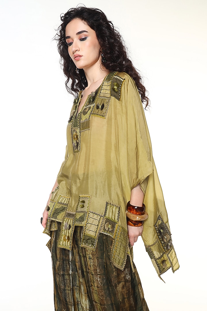 Powder & Moss Green Habutai Silk Co-Ord Set by Capisvirleo at Pernia's Pop Up Shop