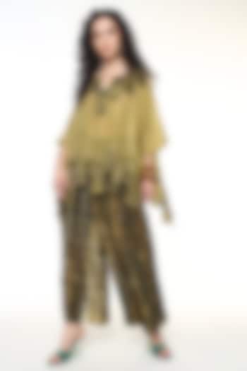 Powder Green Habutai Silk Applique Embellished Shirt by Capisvirleo at Pernia's Pop Up Shop