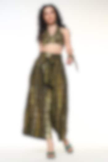 Moss Green Habutai Silk Elowen Pants by Capisvirleo at Pernia's Pop Up Shop
