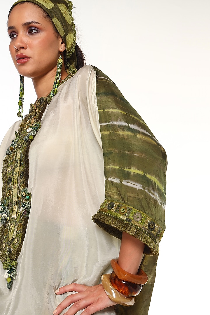 Green Sapphire & Moss Green Habutai Silk Co-Ord Set by Capisvirleo at Pernia's Pop Up Shop