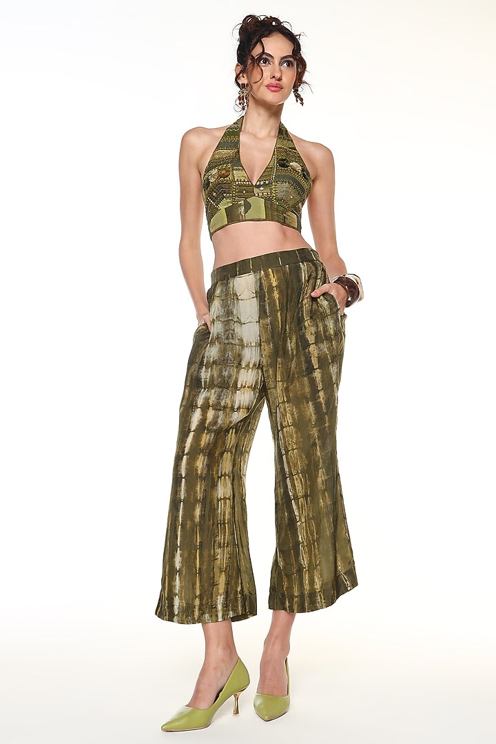 Green Moss Habutai Silk Tie-Dye Helio Pants by Capisvirleo at Pernia's Pop Up Shop