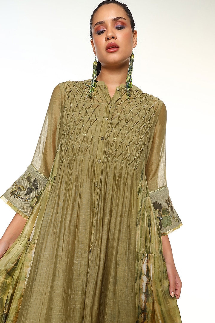 Powder Green Habutai Silk Tie-Dye Midi Cocktail Dress by Capisvirleo at Pernia's Pop Up Shop