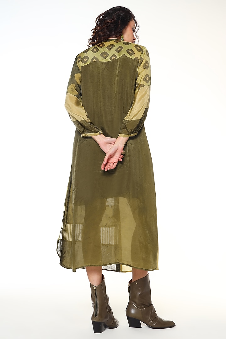 Sapphire Green Habutai Silk Patchwork Midi Cocktail Dress by Capisvirleo at Pernia's Pop Up Shop