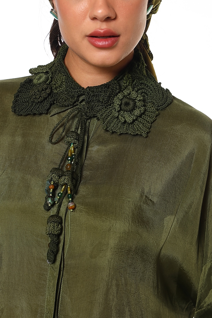Olive & Moss Green Habutai Silk Co-Ord Set by Capisvirleo at Pernia's Pop Up Shop