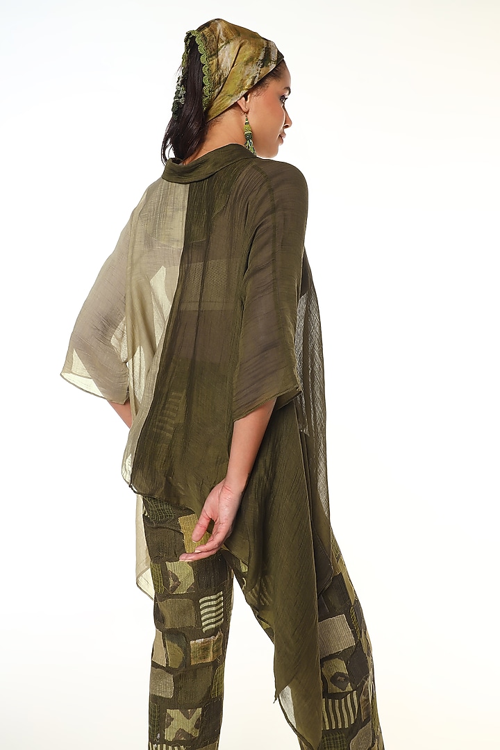 Moss Green Habutai Silk Patchwork Co-Ord Set by Capisvirleo at Pernia's Pop Up Shop