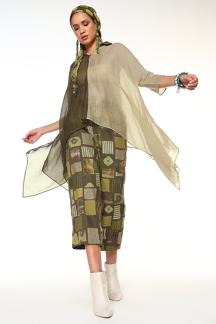 Moss Green Habutai Silk Patchwork Co-Ord Set by Capisvirleo at Pernia's Pop Up Shop