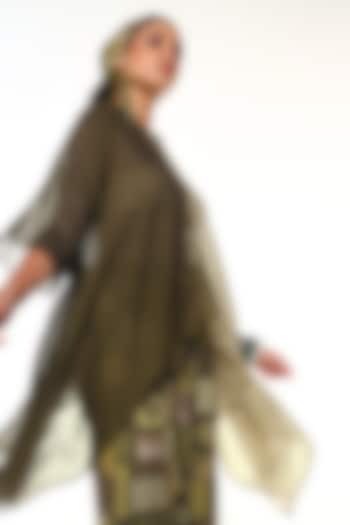 Moss Green Chanderi Silk Shirt by Capisvirleo at Pernia's Pop Up Shop