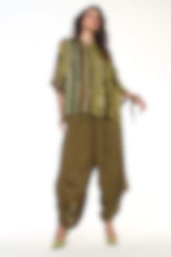 Sapphire Green & Olive Green Jute Linen Co-Ord Set by Capisvirleo at Pernia's Pop Up Shop