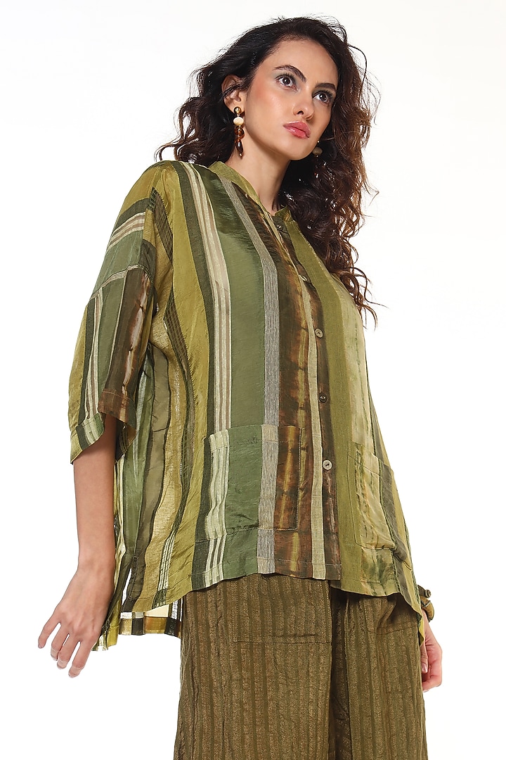 Sapphire Green & Olive Green Jute Linen Co-Ord Set by Capisvirleo at Pernia's Pop Up Shop