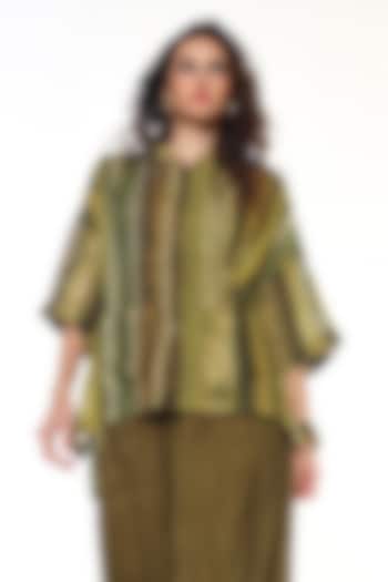 Sapphire Green Habutai Silk Shirt by Capisvirleo at Pernia's Pop Up Shop