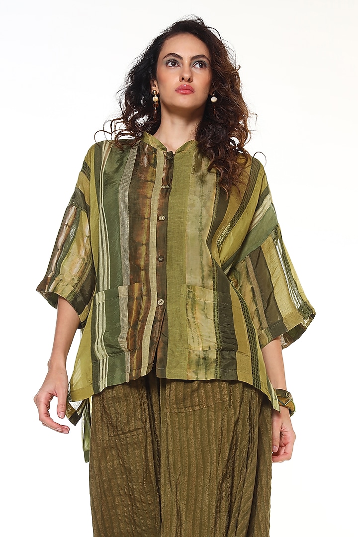 Sapphire Green Habutai Silk Shirt by Capisvirleo at Pernia's Pop Up Shop