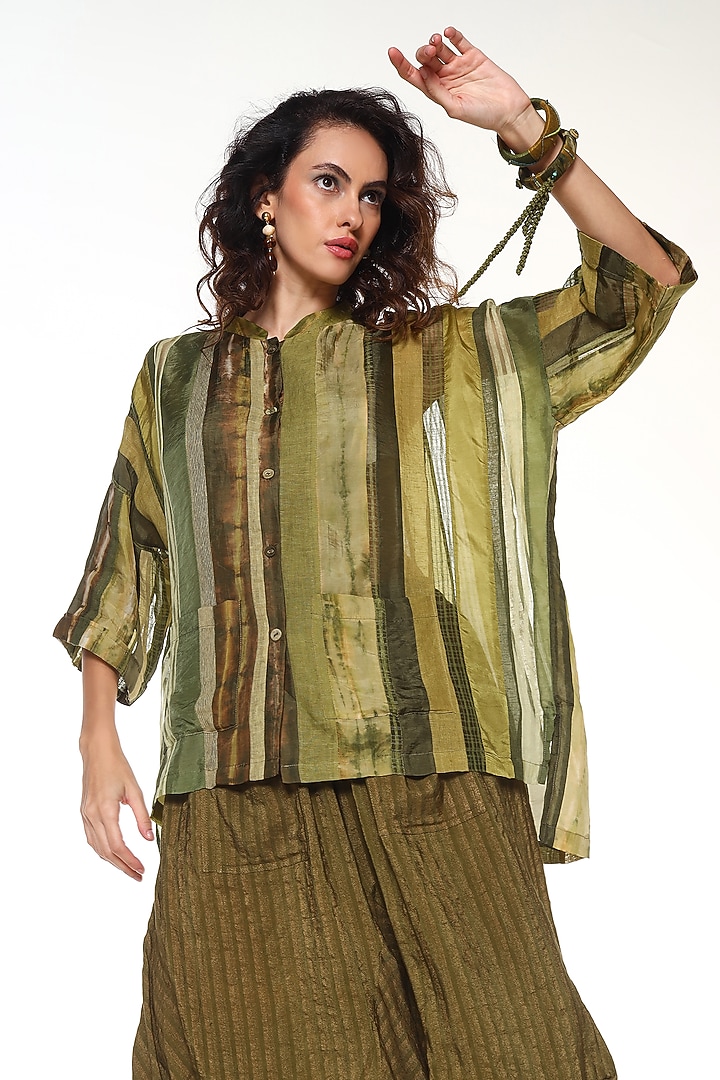 Sapphire Green Habutai Silk Shirt by Capisvirleo at Pernia's Pop Up Shop
