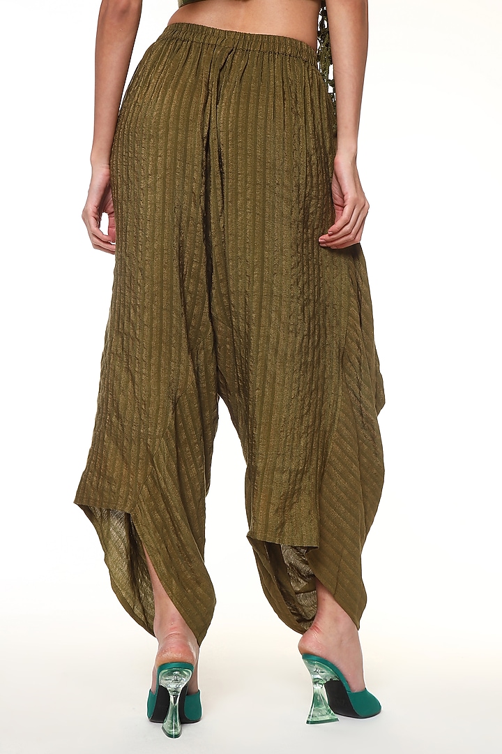 Olive Green Jute Linen Calypsp Pants by Capisvirleo at Pernia's Pop Up Shop