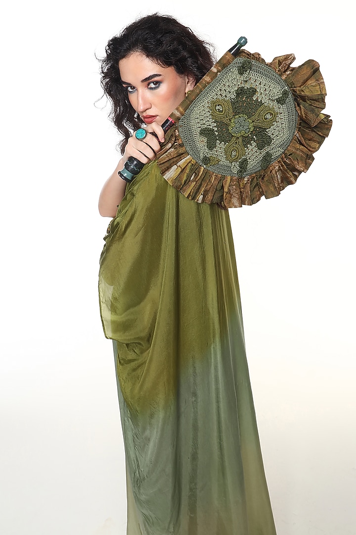 Sapphire Green Habutai Silk Ombre Kaftan by Capisvirleo at Pernia's Pop Up Shop
