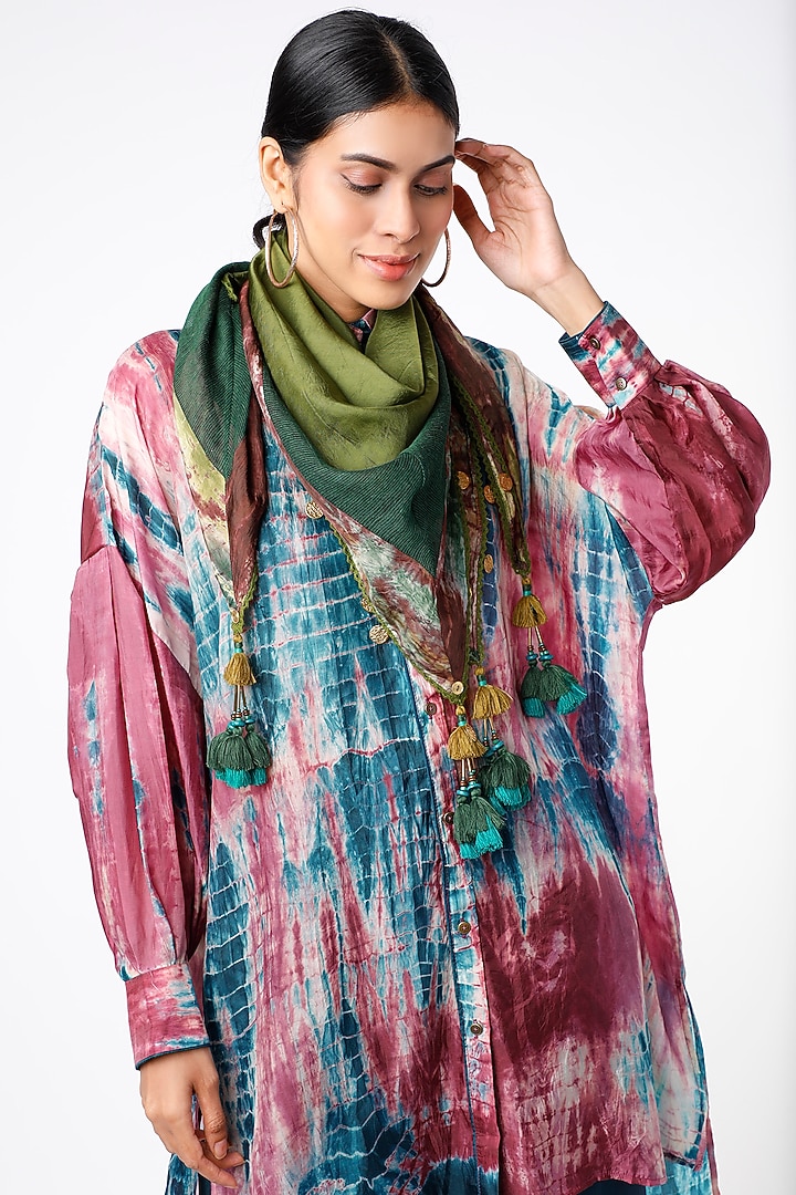 Brown & Olive Green Tie-Dye Square Stole by Capisvirleo at Pernia's Pop Up Shop