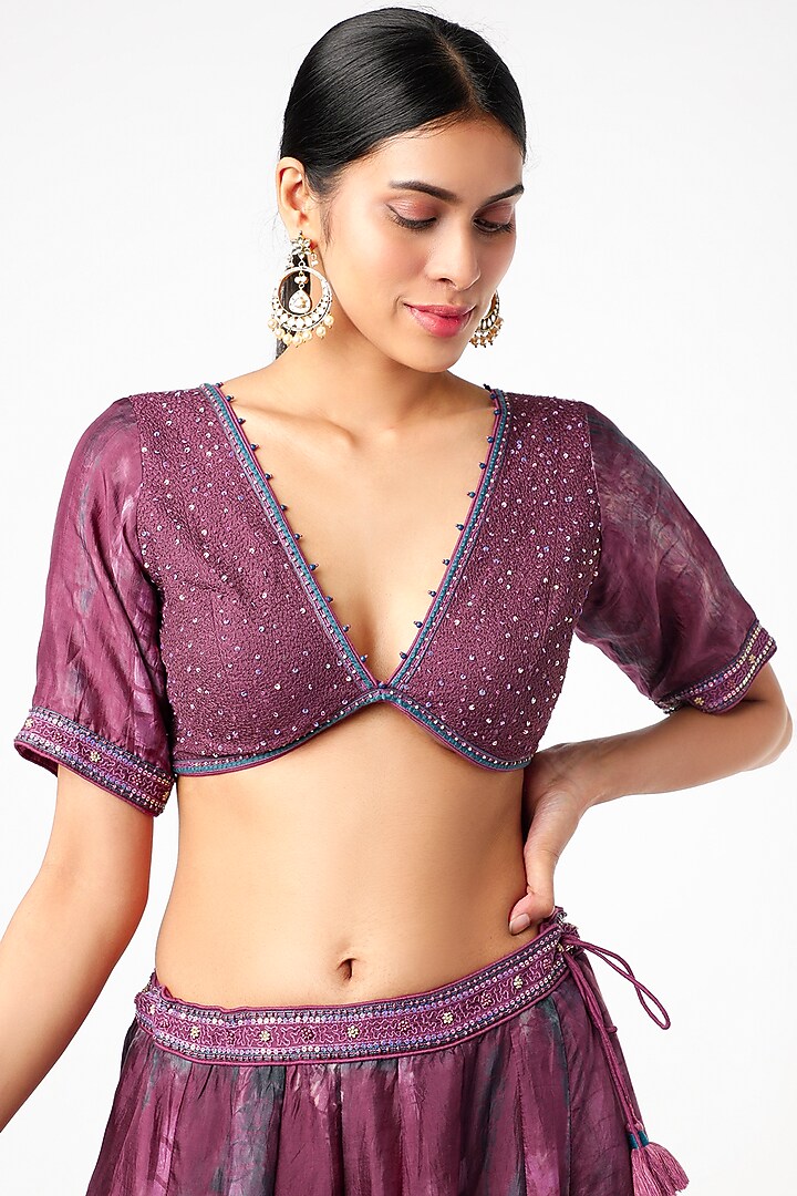 Wine Embroidered Blouse by Capisvirleo at Pernia's Pop Up Shop