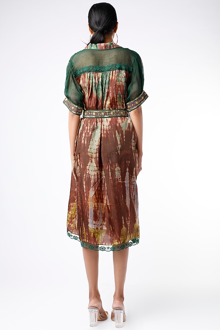 Brown & Olive Green Embroidered Belt by Capisvirleo at Pernia's Pop Up Shop