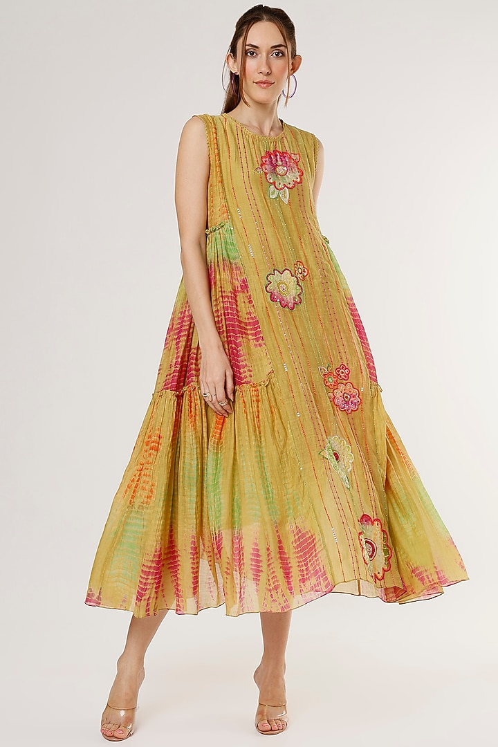 Mustard Printed Flared Vacation Dress by Capisvirleo at Pernia's Pop Up Shop